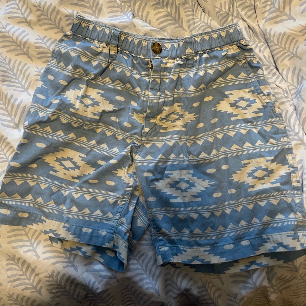 RARE discontinued Chubbies Men’s shorts. baby blue Aztec. 7” Inseam size small